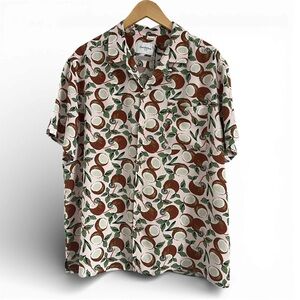 Goodfellow & Co Men's Brown and Green Coconut Patterned Shirt